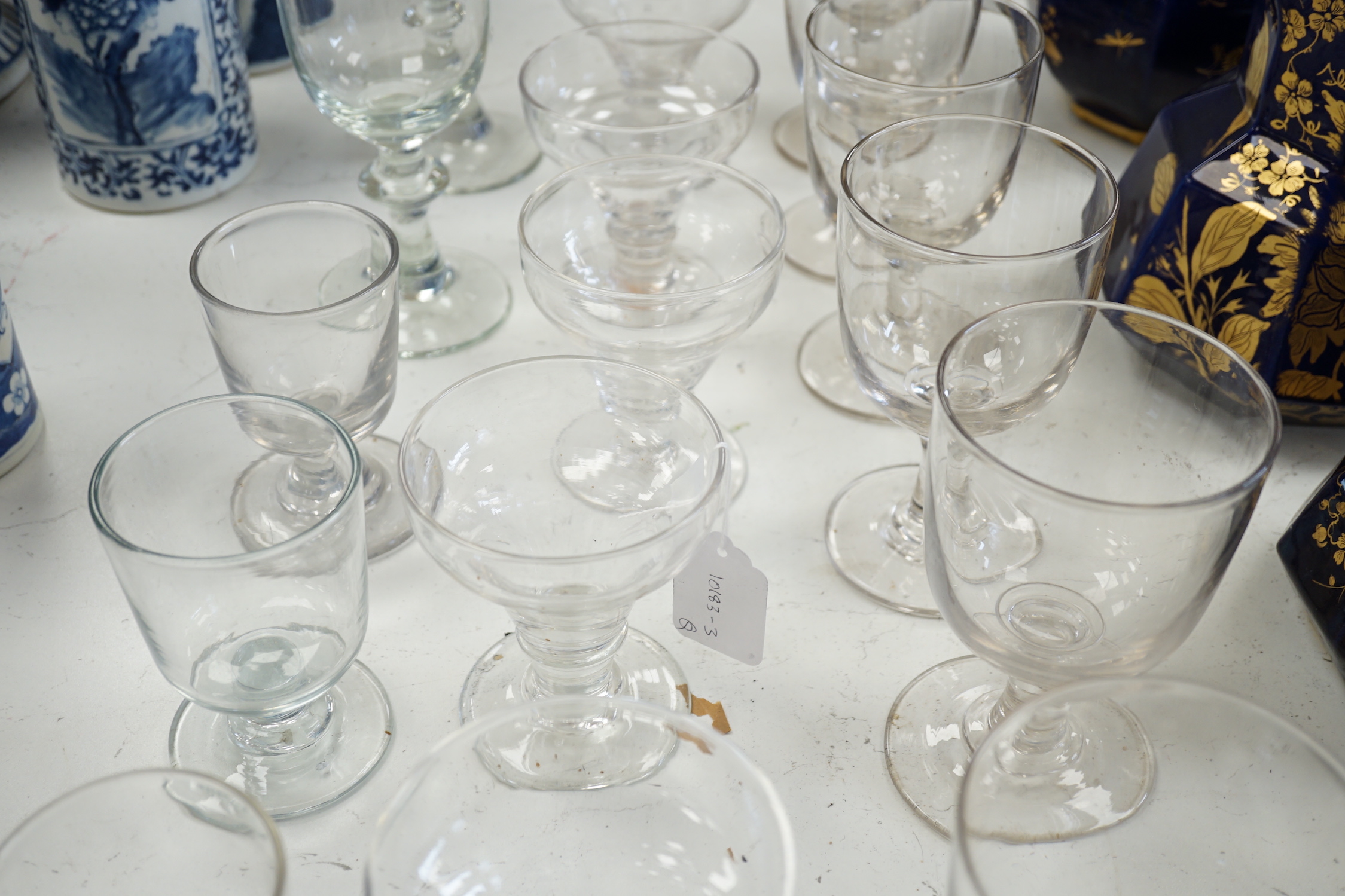 A group of Georgian and later glass rummers, tallest 18.5cm